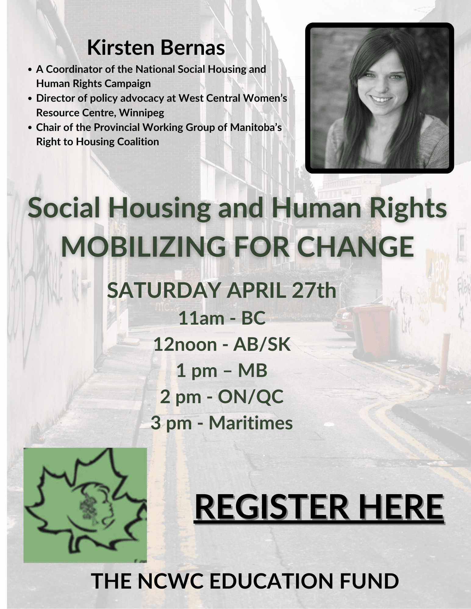Social Housing and Human Rights-Mobilizing for Change on Saturday, April 27th, 2024